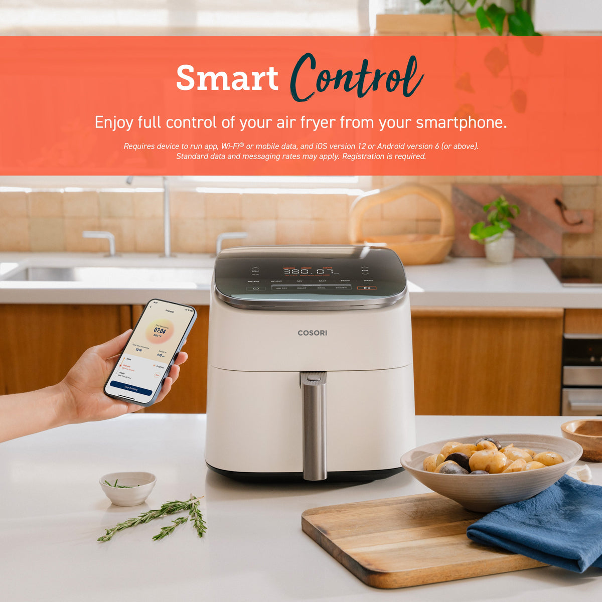 TurboBlaze™ 6.0-Quart Smart Air Fryer - Cream