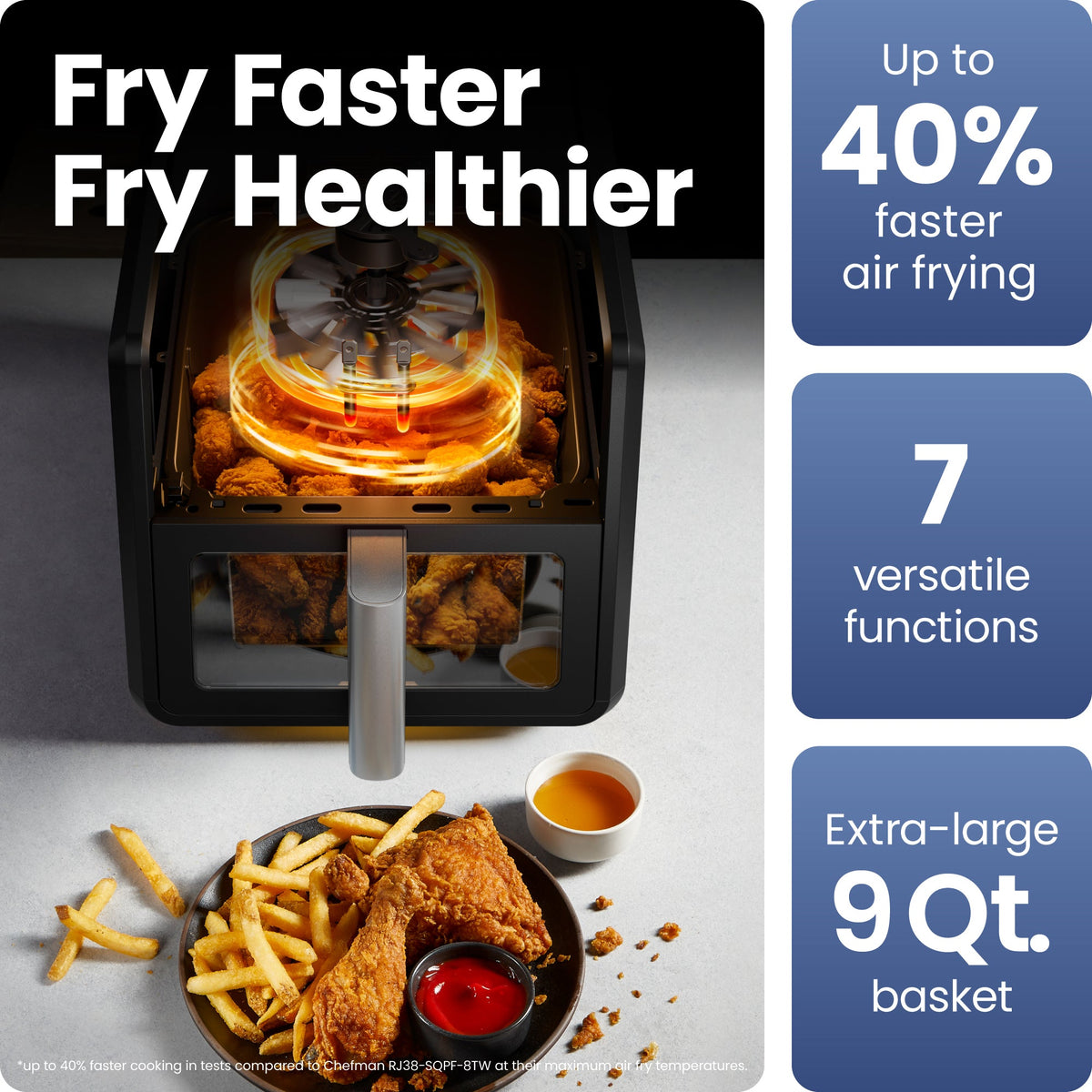 9 Qt. TurboFry® 7-in-1 Air Fryer with Powerful DC Motor