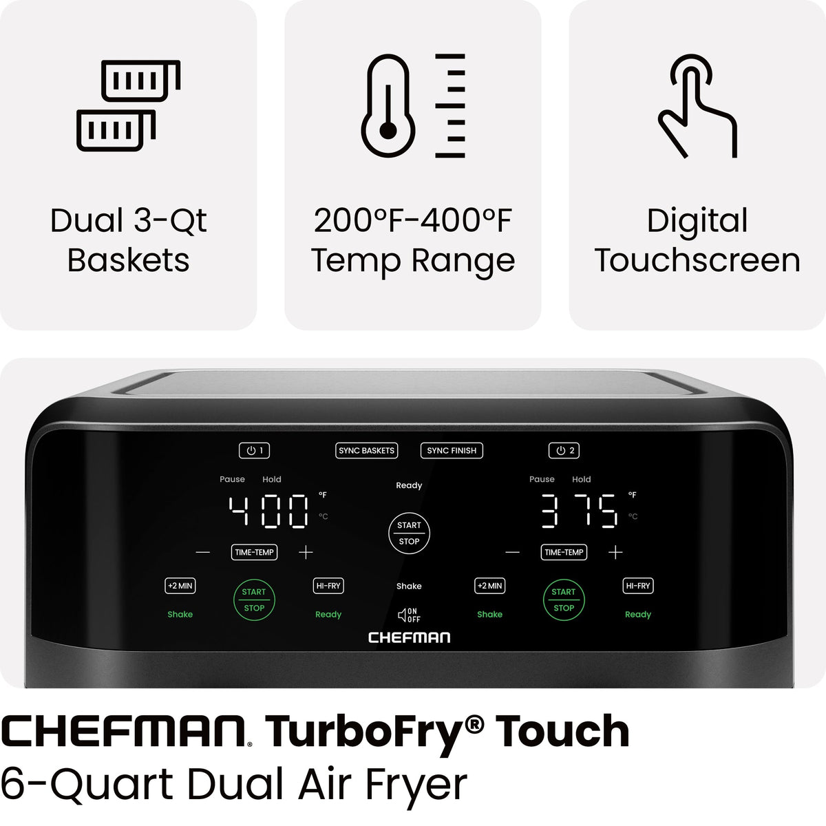 TurboFry® Touch 6 Qt. Dual-Basket Air Fryer
